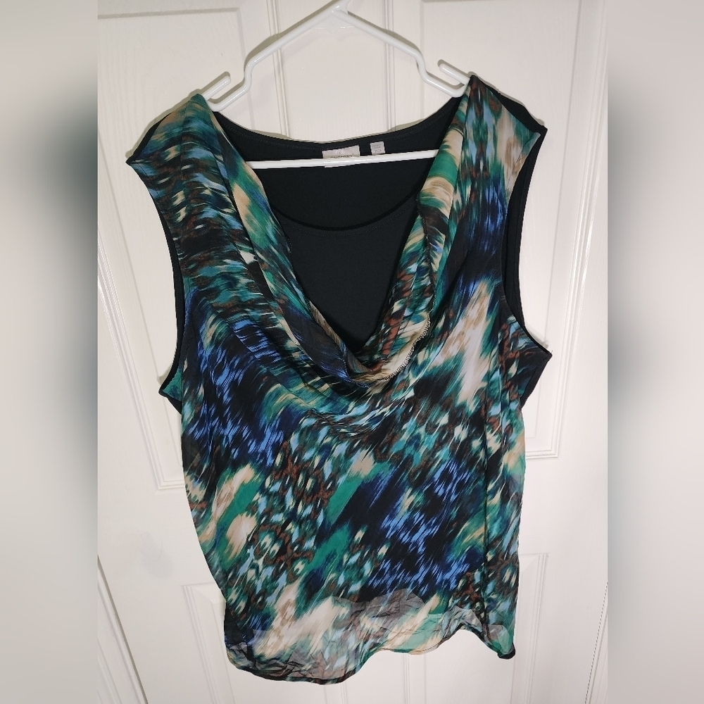 Avenue Womens Cowl Neck Sleeveless Plus Tank Blouse